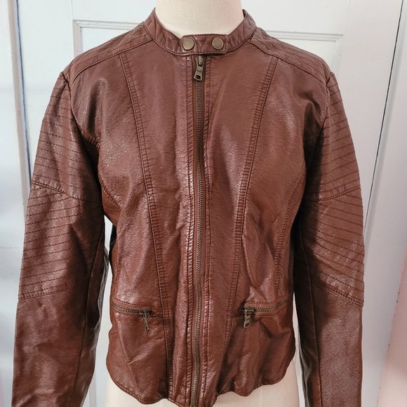 Xhilaration Jackets & Blazers - Xhilaration faux brown leather short jacket size XL/TG Pre-Owned